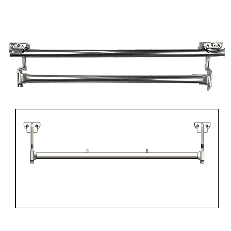 The Speed Rail Trolley features all steel construction, load bar of zinc plated steel tubing, and two spools per head. Each spool is equipped with a double row of sealed bearings. A thrust washer is incorporated to maintain consistent, free swiveling of the head, allowing the trolley to track smoothly and effortlessly through curves and bends without binding. Usage with all rail up to 15/16